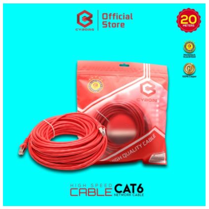 Cable lan cyborg 20 meter cat 6 6e utp shield metal gigabit network 24awg - Kabel internet rj45 cat6e 20m 1Gbps