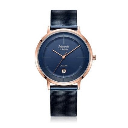 JAM TANGAN WANITA DENGAN TANGGAL KECIL ALEXANDRE CHRISTIE ORIGINAL 8627LD READY WARNA NAVY