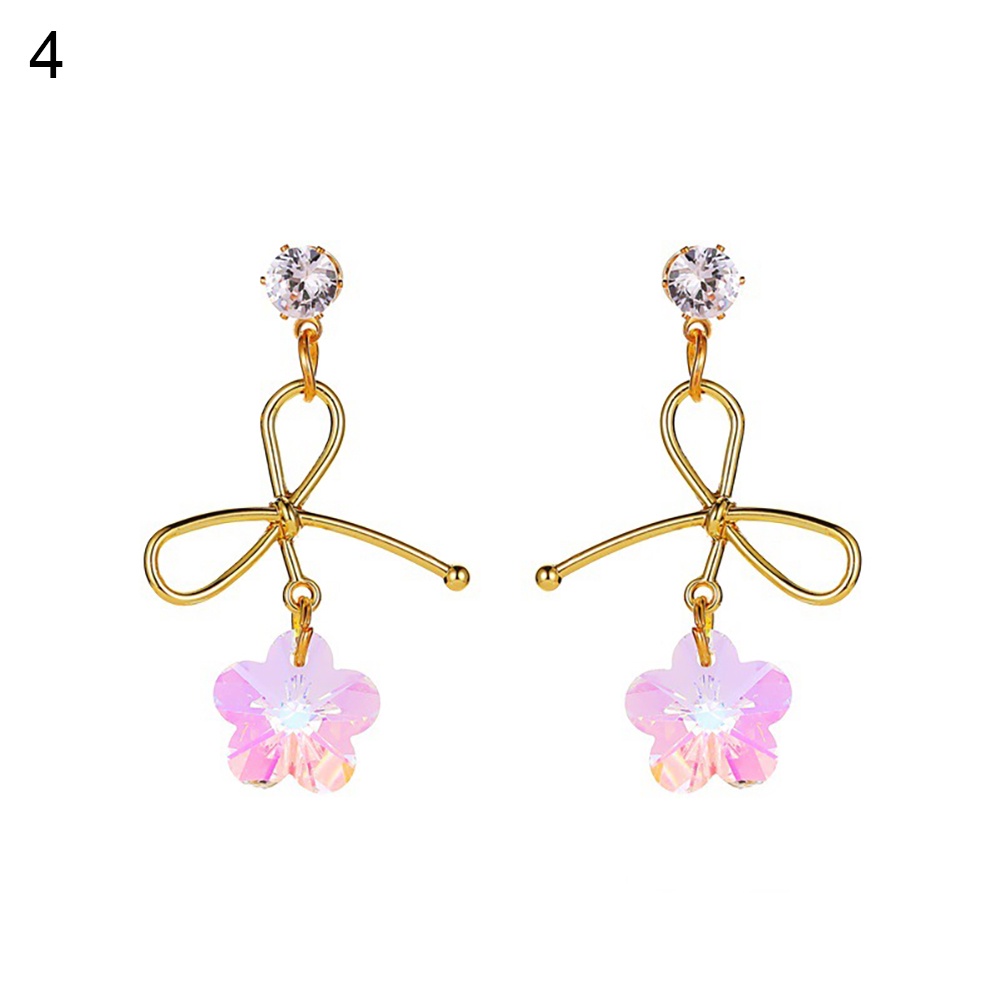 Hu Hu Hu Hu Hu Alat Bantu Pasang Kacamata♡ Anting Tusuk Gantung Panjang Hias Kristal Cubic Zirconia Imitasi Warna Gradasi Elegan Untuk Wanita