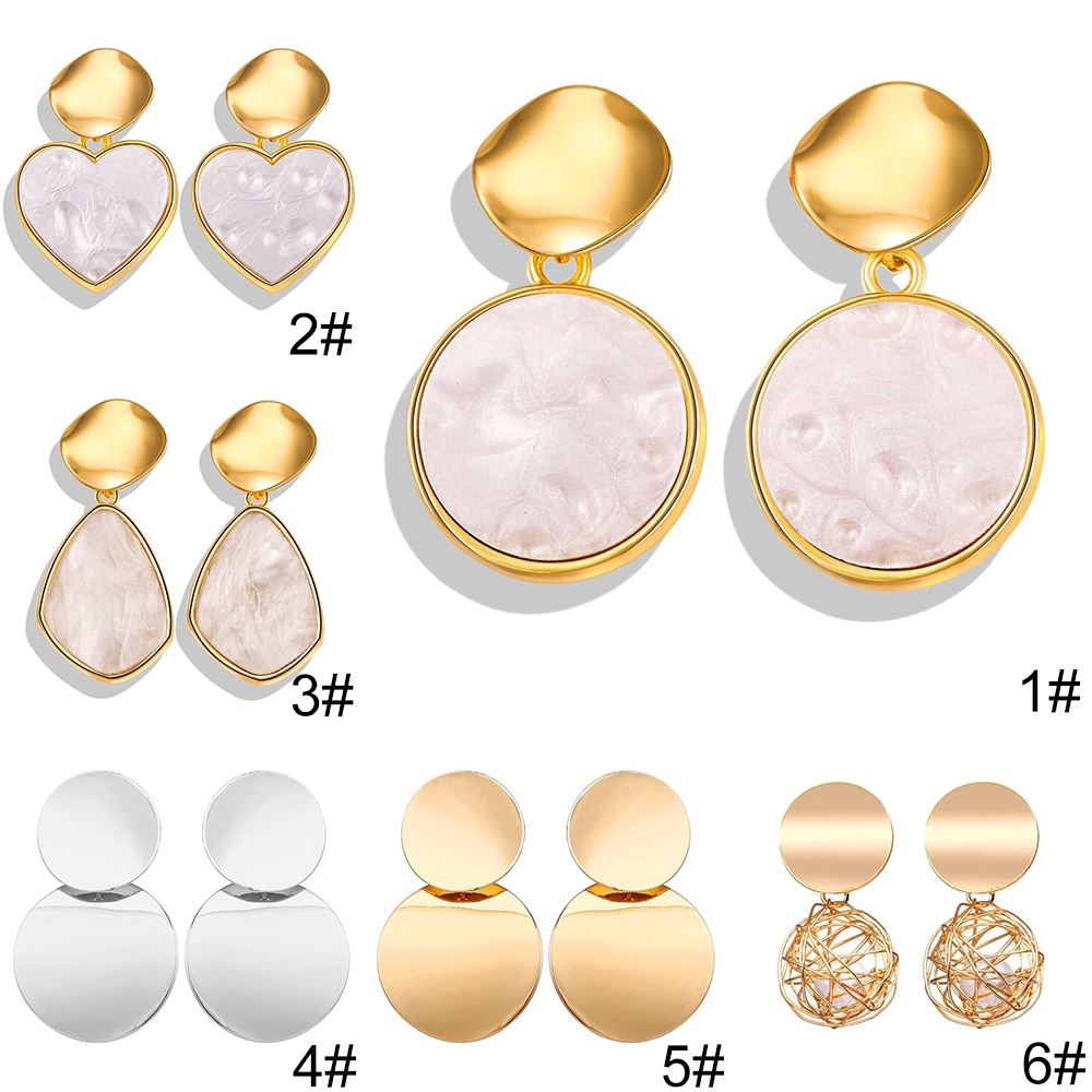 Anting Bahan Metal Gaya Retro Warna Emas untuk Hadiah