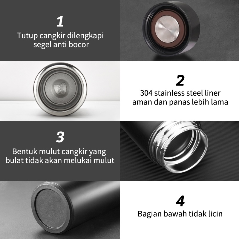 Letyeah &amp; Anantagt botol termos air led panas air dingin/Stainless Steel Thermos Indikator Suhu putih hitam