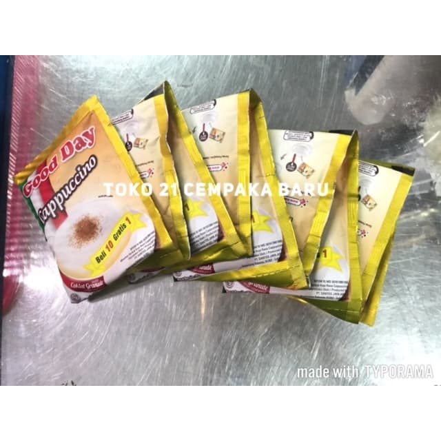 

Good Day Cappuccino 1 Renceng isi 10 Sachet | Kopi Coffe Coklat Granule