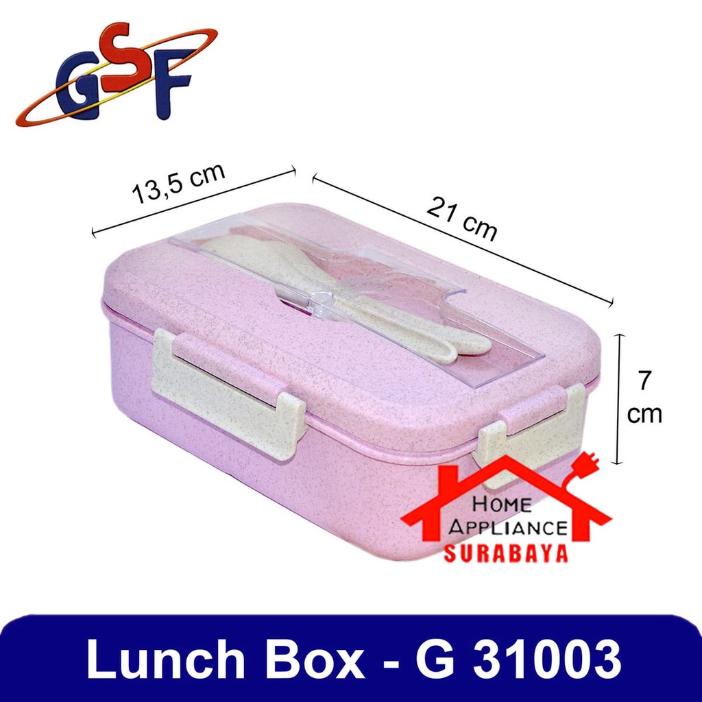 Lunch Box Set Sekat 3 Kotak Tepak Bekal Makan Wheat Straw - Gandum Free Sendok Garpu Set GSF 31003 / GSF 3103