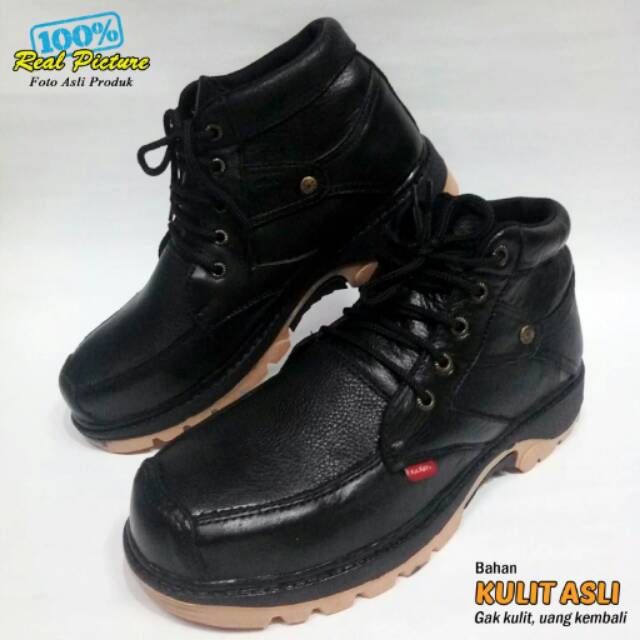 sepatu boots boot but safety bahan kulit sapi asli