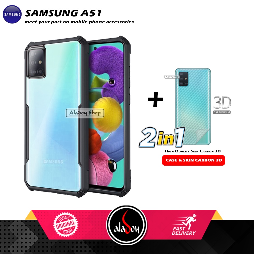 Case Samsung A51 Armor Fusion Transparent Casing Free Skin Carbon 3D