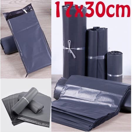 Plastik Polymailer 17x30cm Semi Glossy Black Hitam Amplop Kemasan Packing Packaging Package Paket 17x30 cm