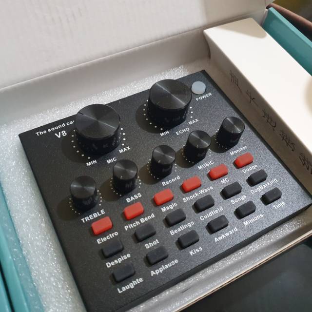 soundcard v8 audio interface live broadcasting sound card smule wesing xox ks108 facebook instagram