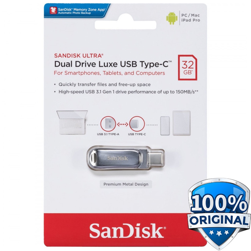 Sandisk Ultra Dual Drive Luxe USB Type C 3.1 - 32GB/64GB/128GB/256GB