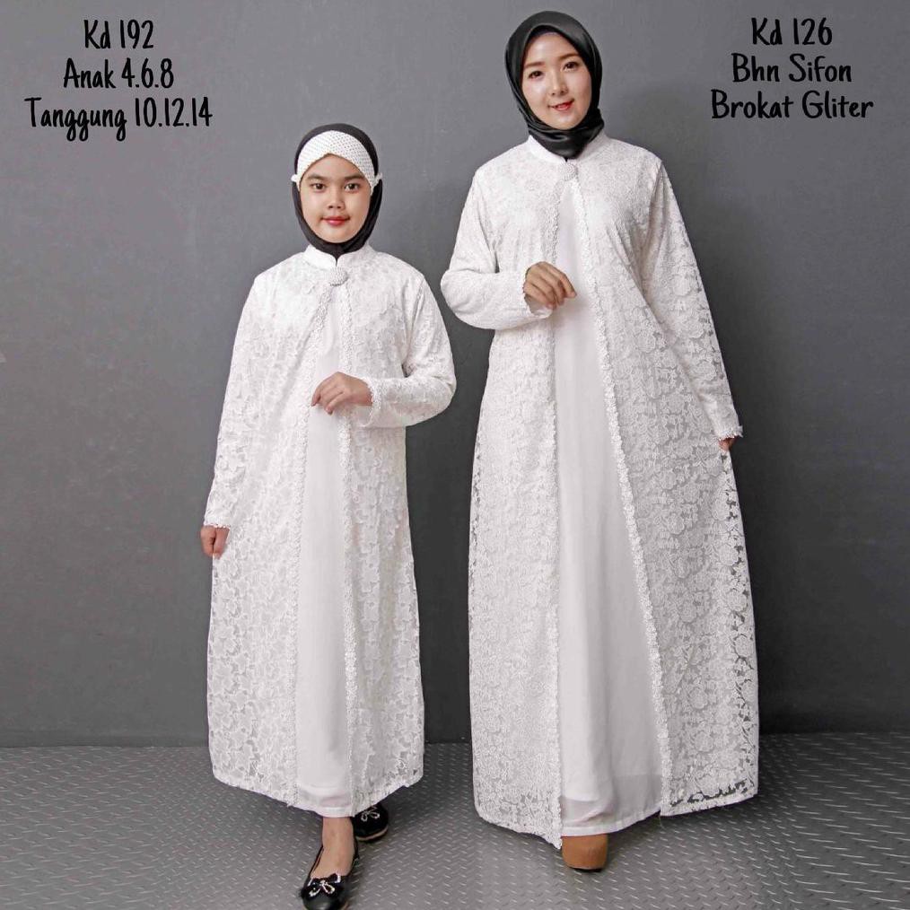 SALE FULL BRUKAT TEBAL Baju Gamis Putih / Busana Muslim / Baju Muslim Wanita #126 STD