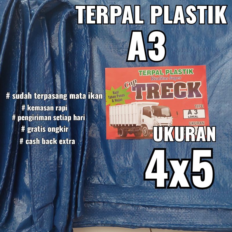 Terpal plastik A3 ukuran 4x5 meter cap TRECK