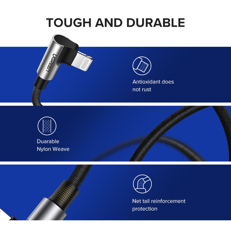 【Stok Produk di Indonesia】Ugreen Kabel Data / Charger USB 2.4A Fast Charging Untuk iPhone 14 13pro Max 13 / 12 / 11 / XS Max / XR / X / 8 / 8plus / 7 / 7plus / 12a