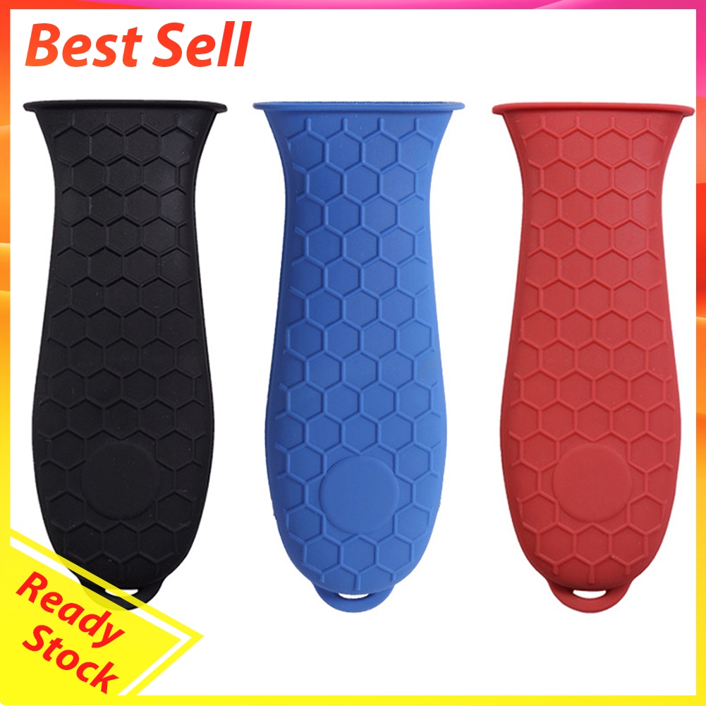 Silicone Anti-Hot Pot Handle Grip Cover Non-Slip Honeycomb Skillet Sleeve