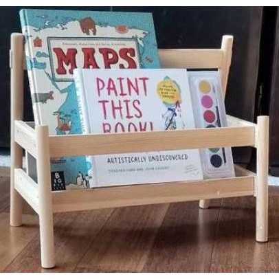 Rak Buku Ikeea FLISA Rak Keranjang Display buku, Majalah Rak mainan Anak-anak Bahan Kayu Birch Solid