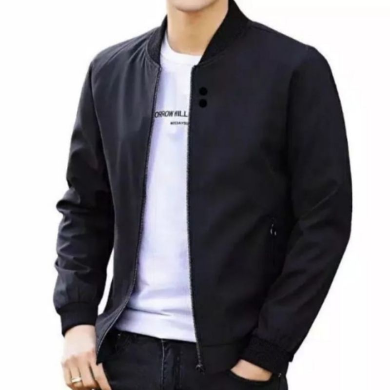 jaket motor jaket pria casual jaket bomber korea bahan taslan