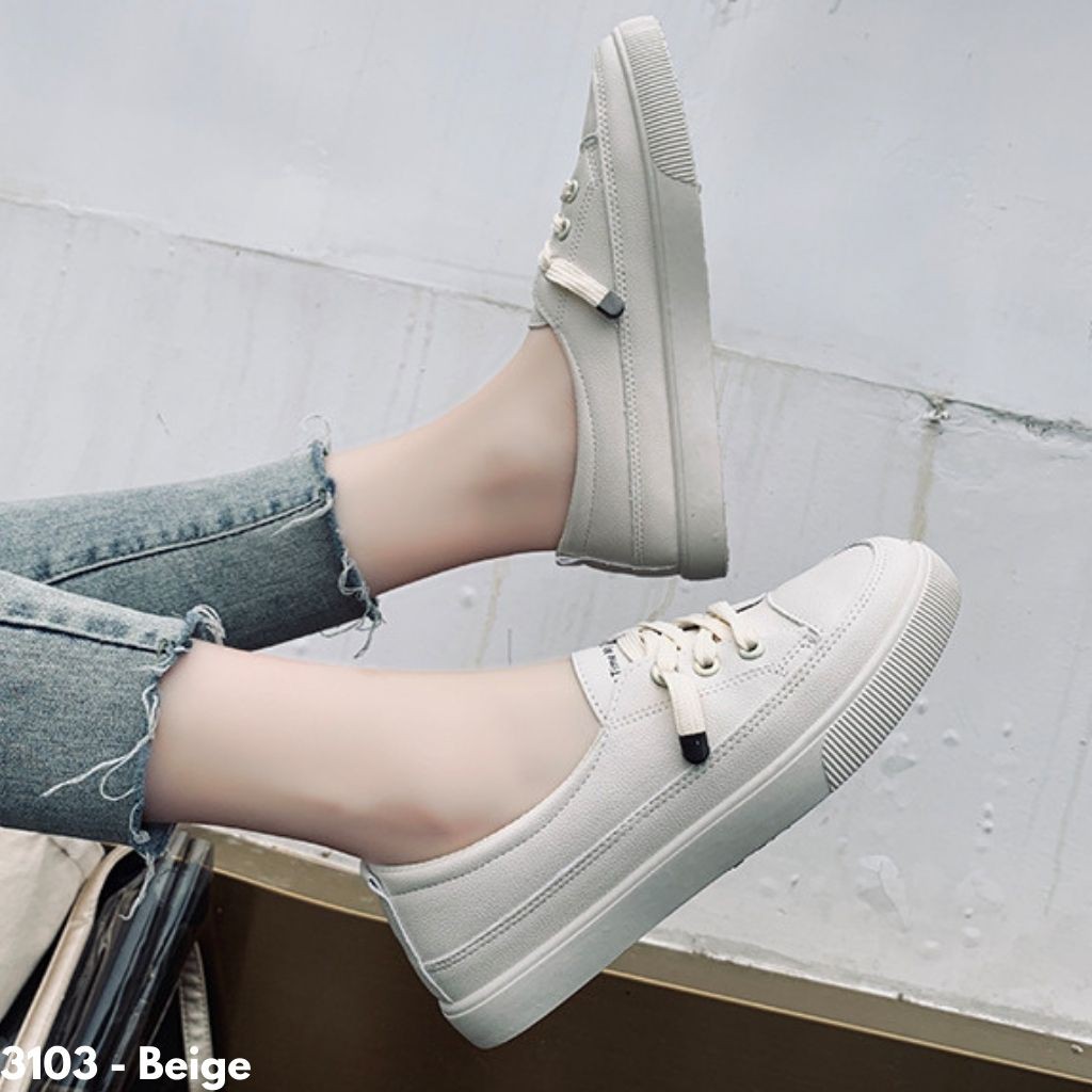 SEPATU SNEAKERS PUTIH WANITA IMPORT KULIT REMAJA DEWASA SANTAI CASUAL IMPORT 3103 MOVISCA