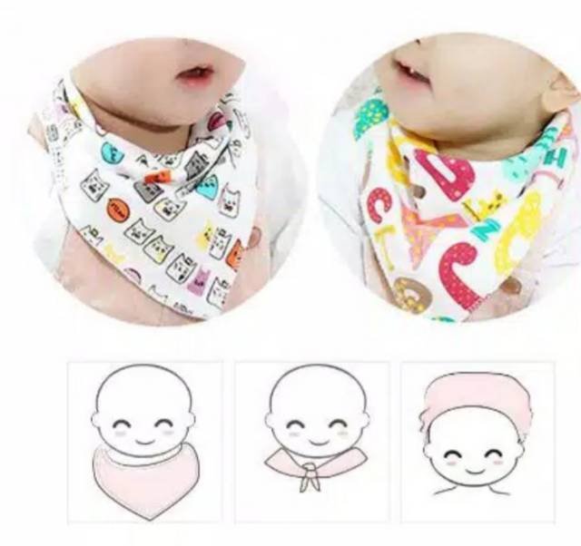 SLABER/HANDUK AIR LIUR BAYI BERMOTIF BAHAN KATUN BENTUK SEGITIGA