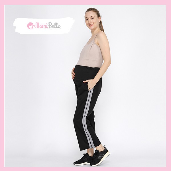 

Mamibelle Dex Celana Training Ibu hamil Black - Grey Stripe Activewear Premium