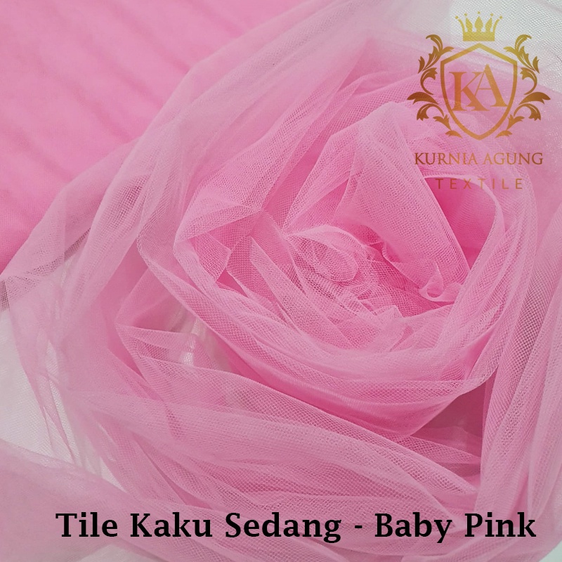 Kain Tile Tulle Kaku Sedang 100cm x 125cm meteran Per Meter Souvenir Dekorasi Wedding Veil Aksesoris-Baby Pink