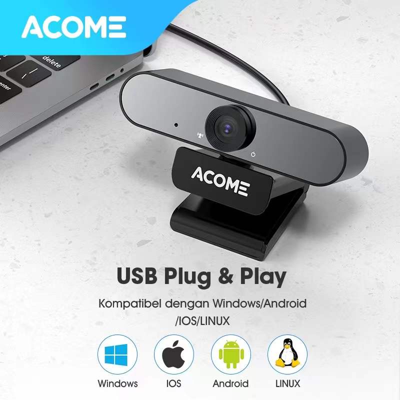 ACOME webcam 1080 HD USB kamera Microphone 360 Noice Reduction Garansi resmi 1 thn AWC11