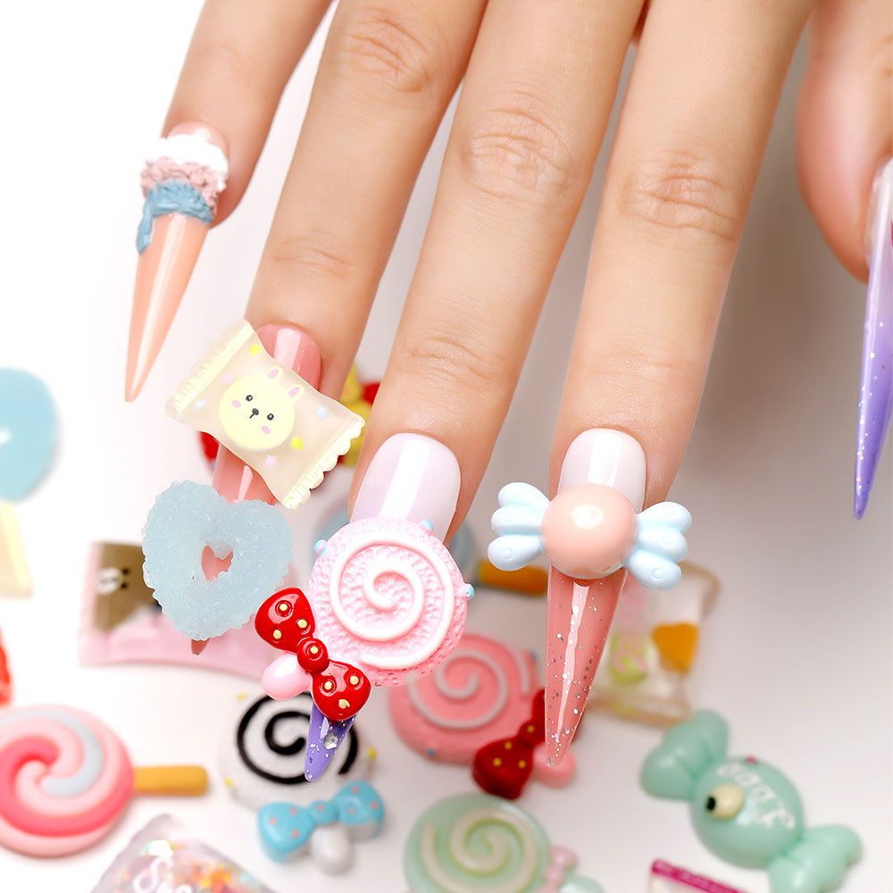 Mxbeauty Ornamen Permen Lolipop 3d Bahan Resin Untuk Dekorasi Nail Art