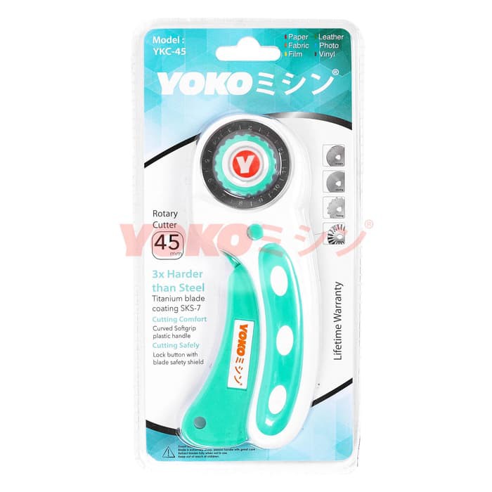 Rotary Cutter Yoko YKC-45 Alat Pemotong Kain Bahan Pola Pisau Bulat 45mm