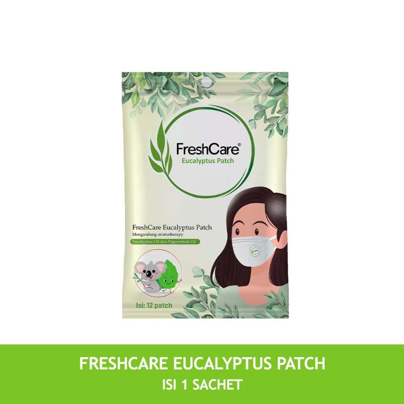 12PCS STIKER TEMPELAN MASKER MASK PATCH AROMA EUCALYPTUS FRESHCARE KARAKTER KOALA DAUN LUCU CUTE