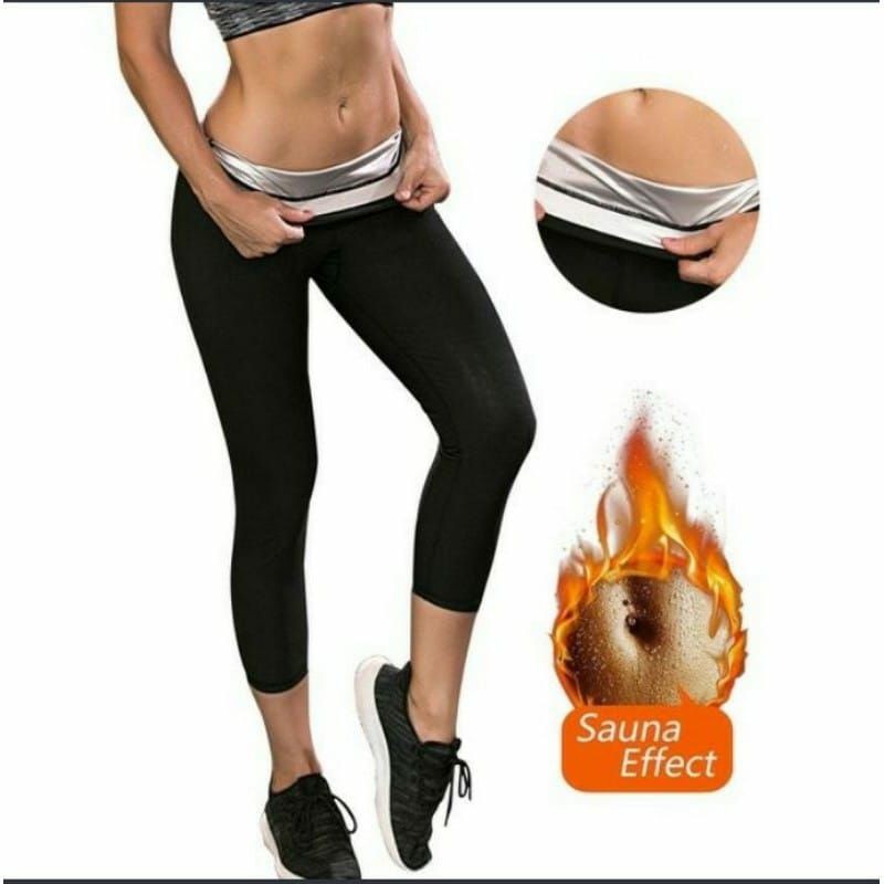 Hokkiterus21 CELANA SAUNA PANJANG sweat pants legging gym fitness yoga silver 3x lipat hot shaper