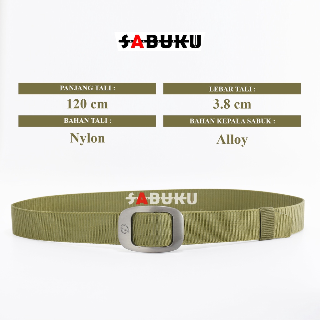 Ikat Pinggang Pria Canvas Kain Nylon Sabuk Canvas Military Tactical Model Kepala Besi Men Belt - 174