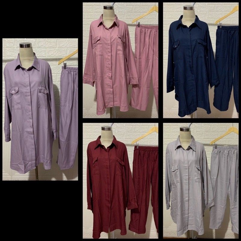 SETCEL LIVIA SAKU JUMBO XXL SET STELAN POLOS BAHAN SYAKILA SHAKILA