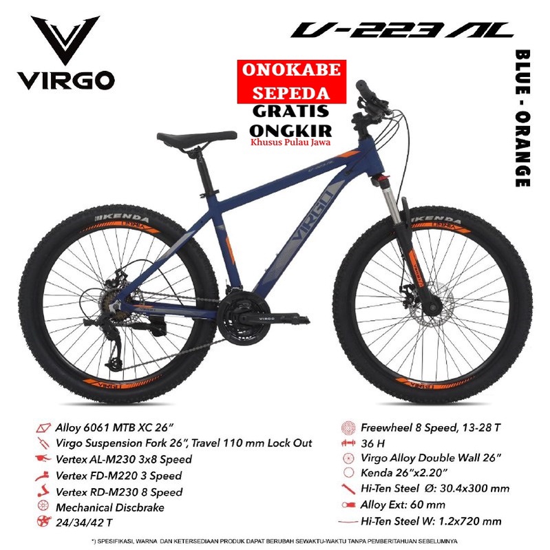 MTB 26 VIRGO V-223 AL ALLOY FL 3X8SP