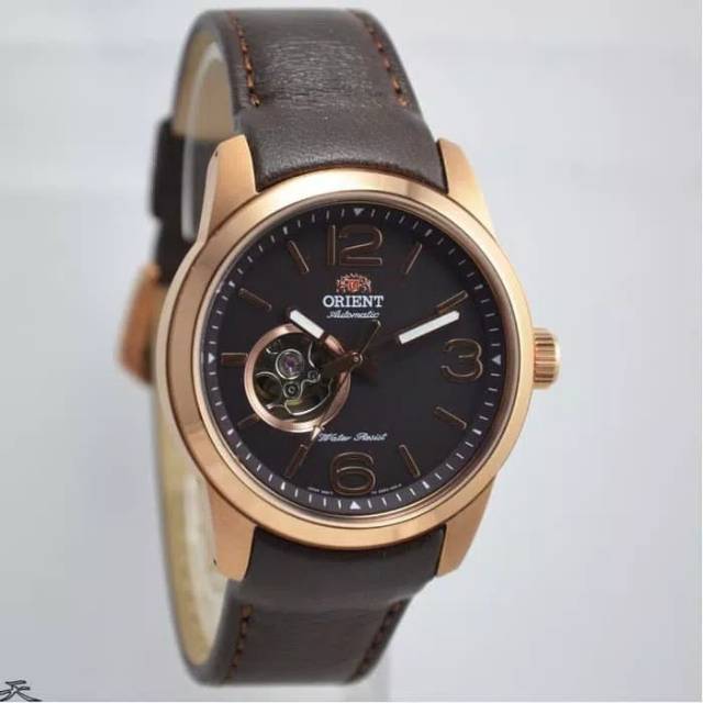 Jam Tangan Pria Orient FDB0C002T Rosegold Leather Kulit Original Murah