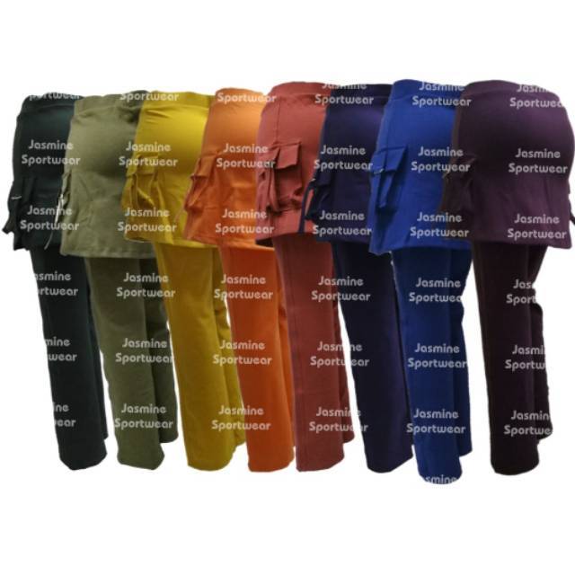 Jasmine Sportwear - Celana Senam Rok Kantong Cargo TC Spandex