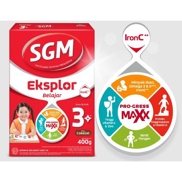 SGM Eksplor Belajar 3+ Pro-GressMaxx Cokelat Susu Bubuk 400 gr