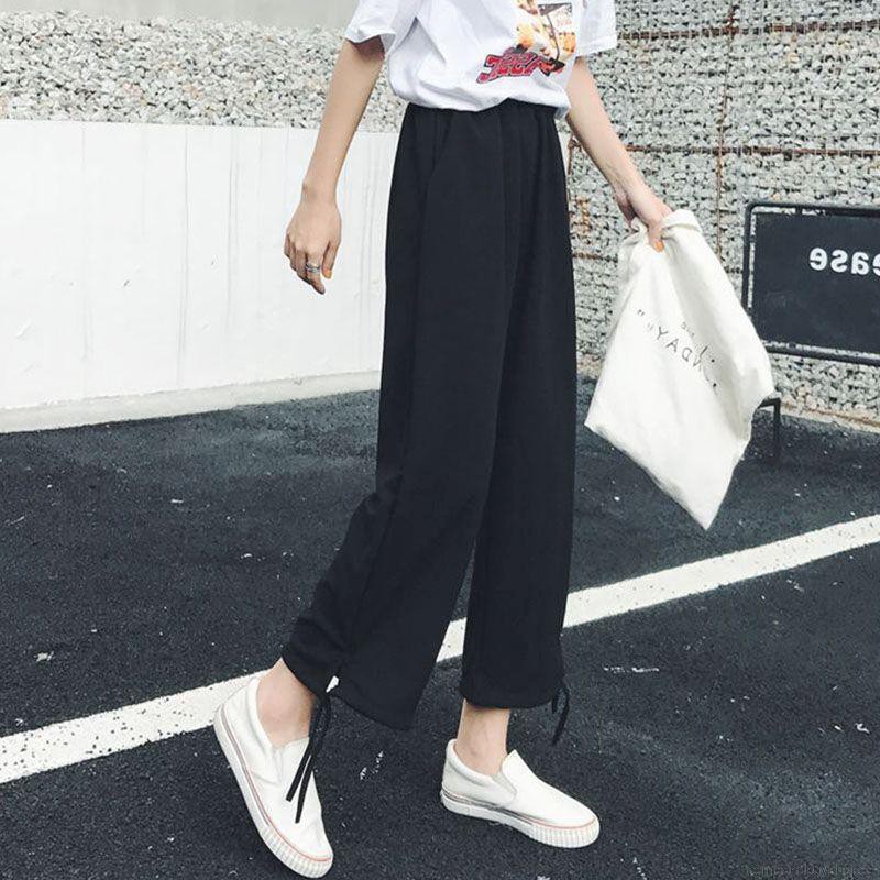 Celana Panjang Casual Model Longgar High Waist Warna Polos Celana Panjang Casual Model Longgar High Waist Warna Polos