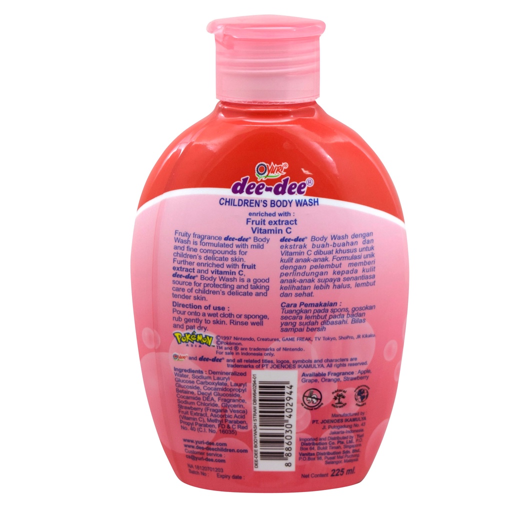 Dee-dee Children Body Wash Strawberry 225 Ml - Sabun Mandi Anak