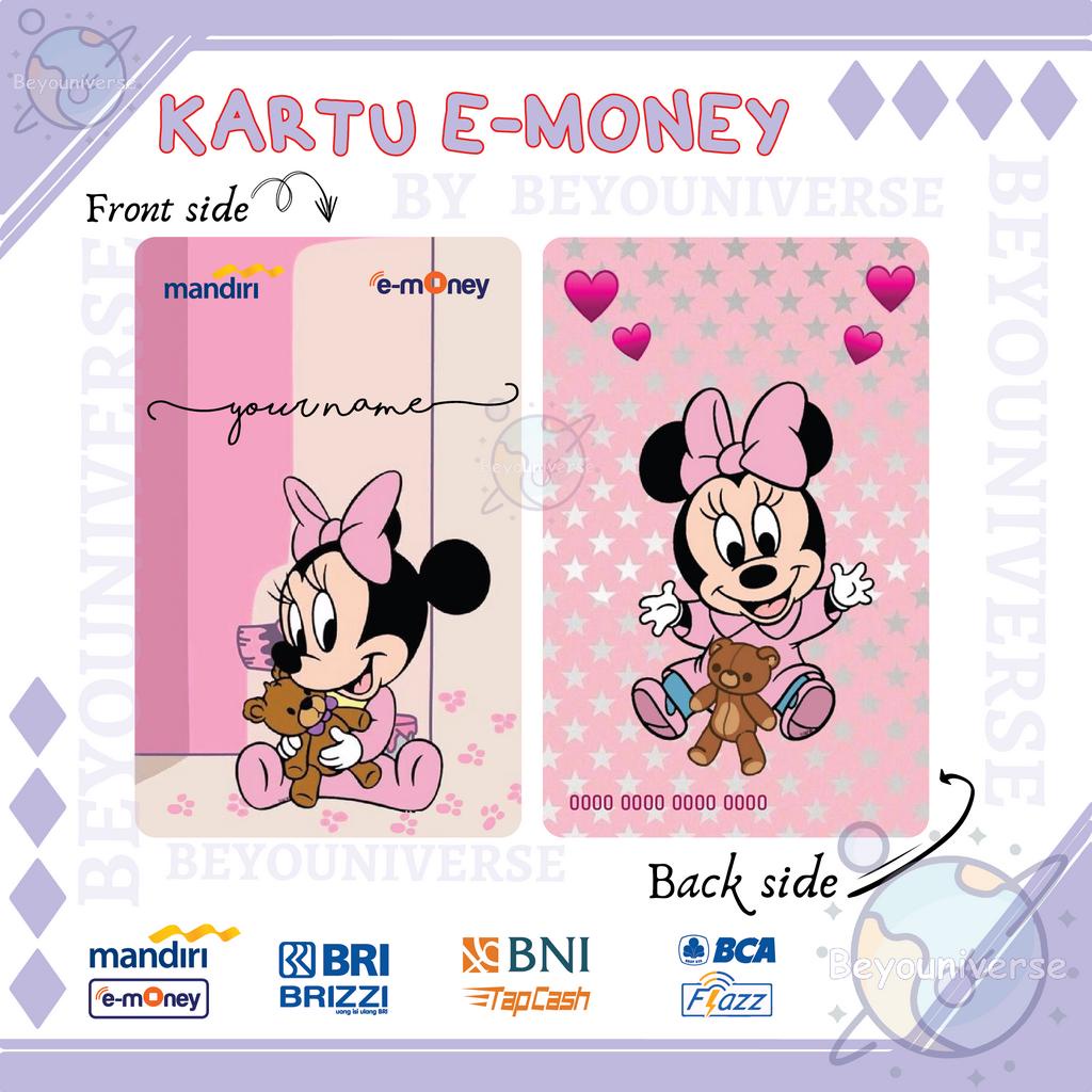 Emoney Etoll Flazz Custom Minnie Mouse Baby Tikus Mini Cute Baby Lucu Nama Kartu Mandiri E-money E-t