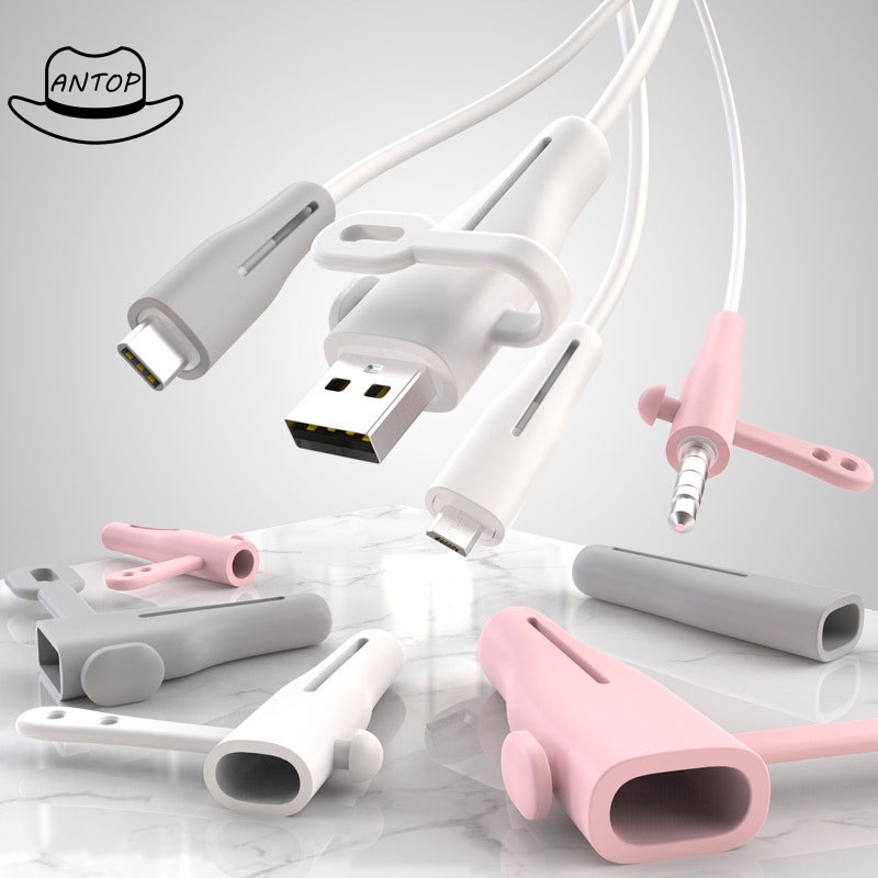 Ponsel Charger Kabel Penutup Pelindung Silicone Anti-Drop Earphone Kabel Pengisian Kabel Winder ANTOP