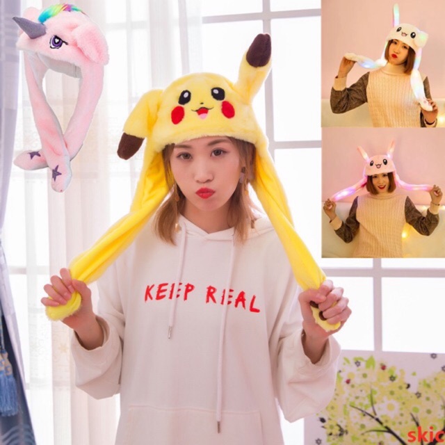 Ready Stock Dancing Rabbit Bunny Hat Led Tik Tok Hat Topi Kelinci Korean Style - Putih Led