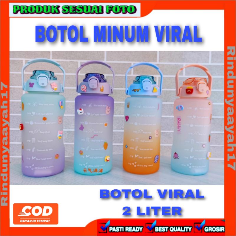 [RA] BOTOL MINUM VIRAL MOTIVASI GRADASI 2 LITER STIKER 2D 3D 2L