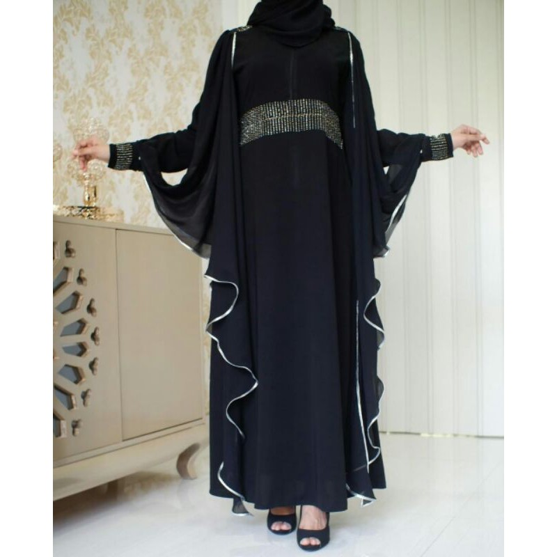 EXCLUSIVE ABAYA KELELAWAR SWAROZKI / ABAYA SAUDI / ABAYA PESTA MURAH / ABAYA DESIGN BY SAKINAH