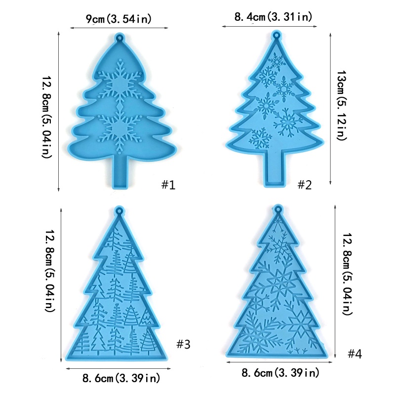 Siy Cetakan Resin Epoxy Bentuk Pohon Natalsnowflake Bahan Silikon Untuk DIY Gantungan Kunci