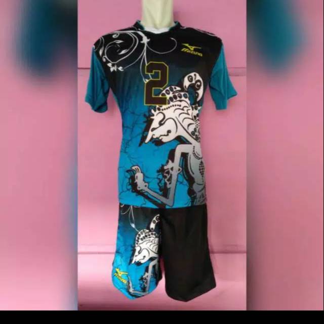 Setelan kaos Jersey baju voly volli voli motif wayang Pandawa printing bisa cod murah