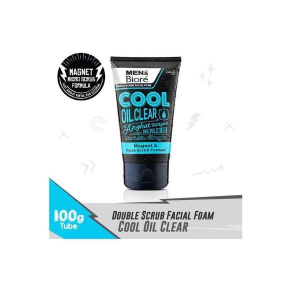 Kao Biore Facial Foam Men's Double Scrub Cool Oil Clear 100G
