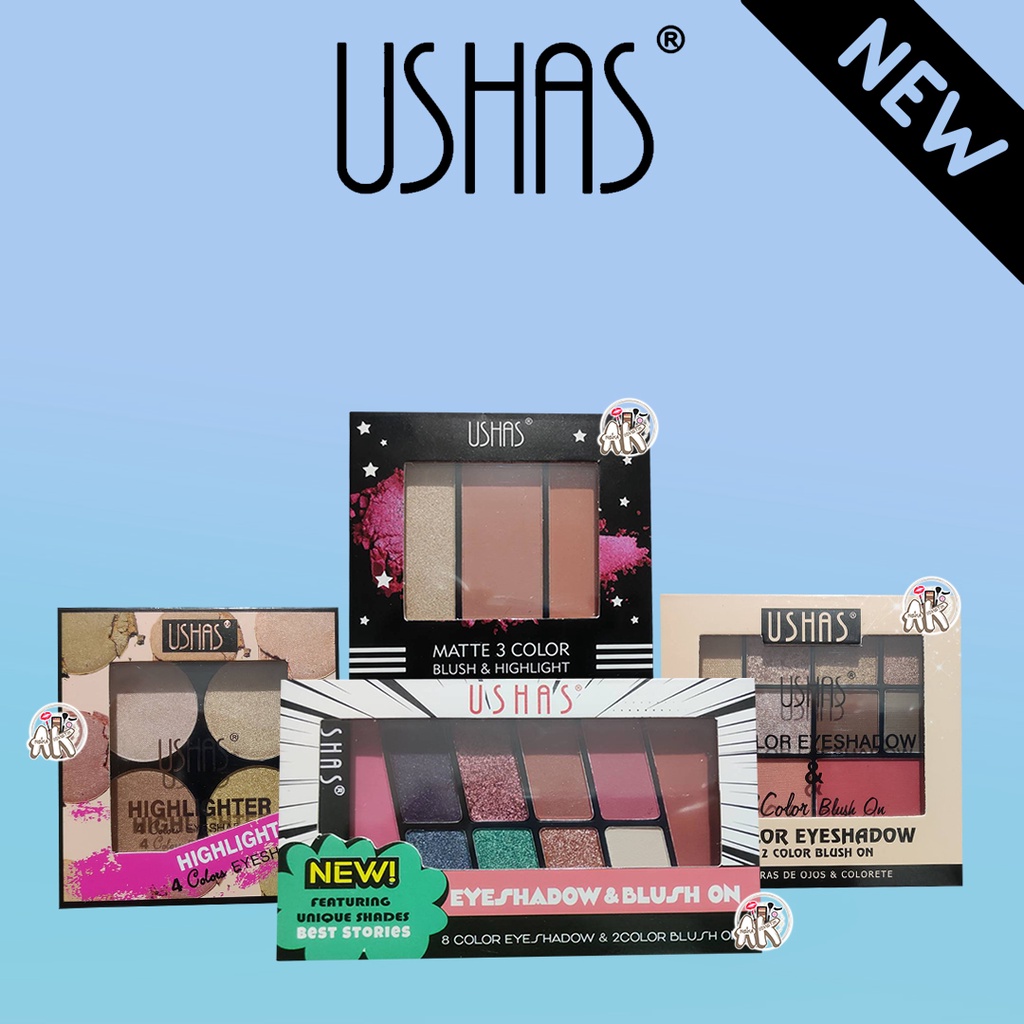 USHAS EYESHADOW NEW PALLATE ( 8 ES + 2 BLUSH ON / HIGHLIGHTER / BLUSH ON + HIGHLIGHTER )