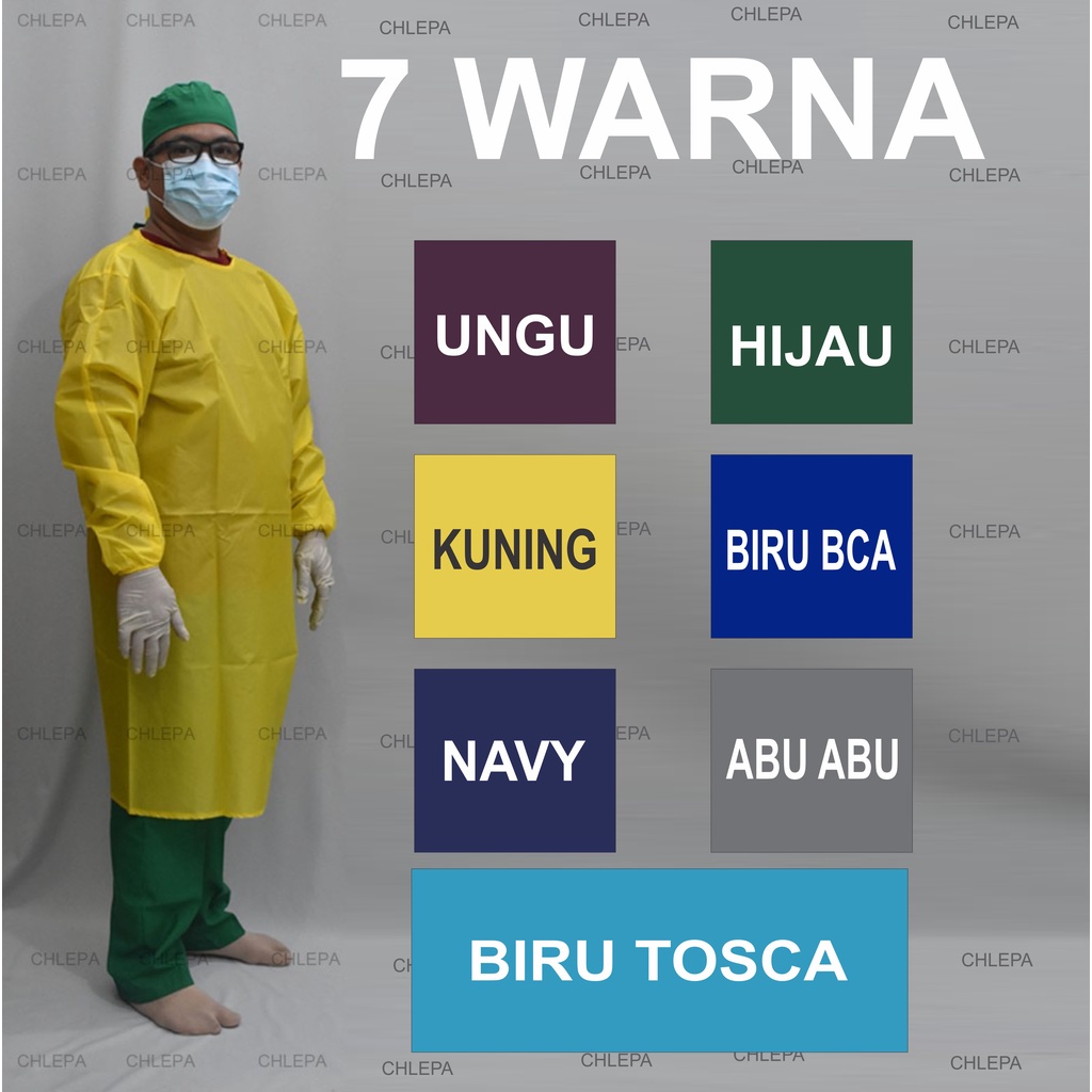 Gown Parasut Waterproof 6 Warna - Gown Medis - Gown Apd - Gown Waterproof