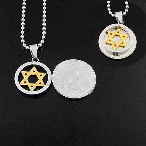 Hu Hu Hu Hu Hu Alat Bantu Pasang Kacamata♡ Kalung Liontin Bintang David Jewish Bahan Stainless Steel Untuk Unisex