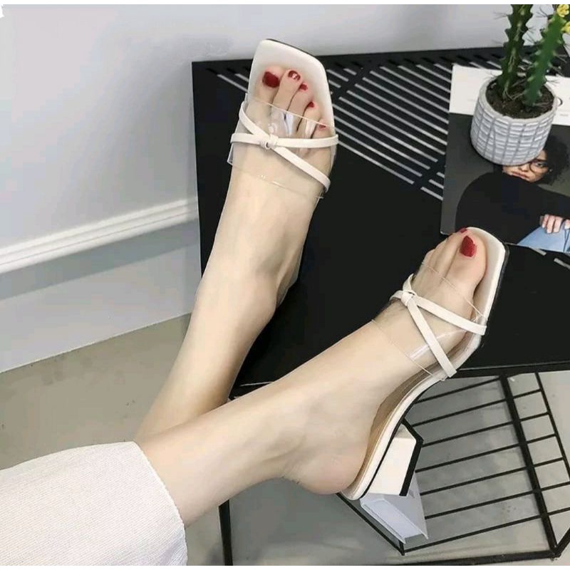 sandal hak tahu mika pita 3 cm