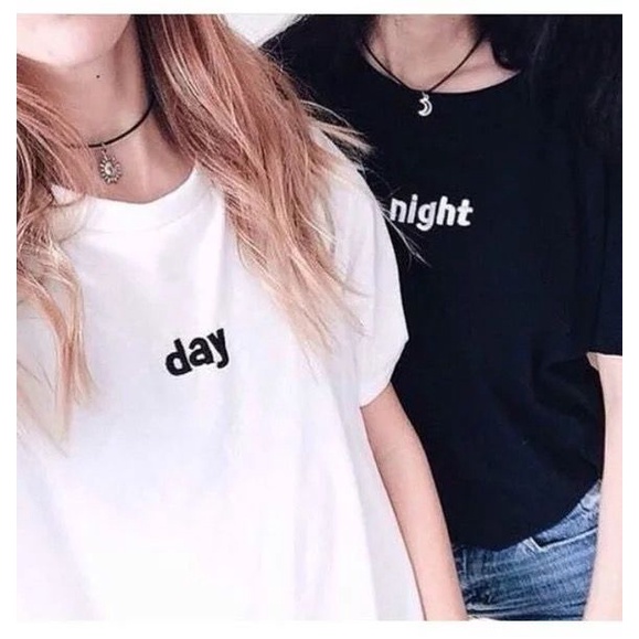 MYSTIQUE.ID-BAJU KAOS COUPLE DAY&amp;NIGHT T-SHIRT LUCU DAN AESTHETIC