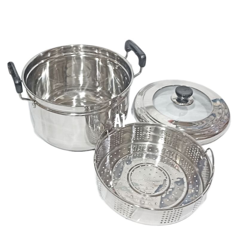 A1 Dandang Kukusan Stainless 21Cm / Steamer / Panci Sop Tim