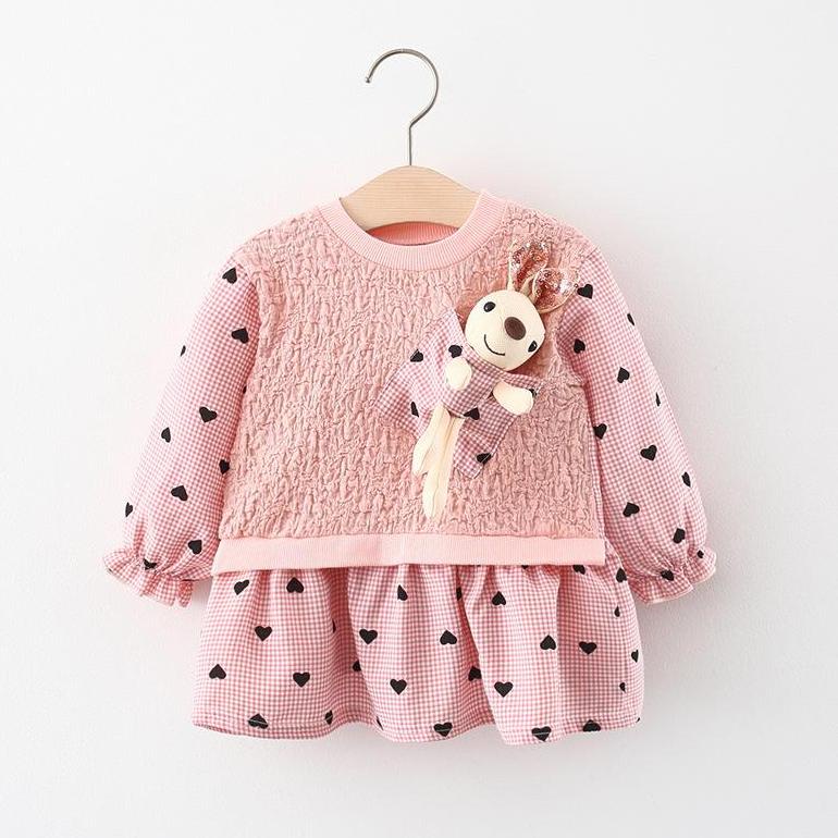 babylovanta DRESS BAYI 0-36 bulan FREE BONEKA motif POLKADOT Kualitas IMPORT / gaun bayi perempuan g
